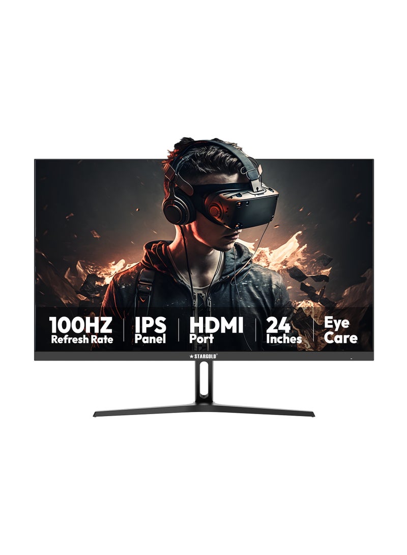 ستارجولد شاشة ألعاب IPS عالية الدقة بالكامل مقاس 24 بوصة، بتردد 100 هرتز، بدون إطار، مزودة بمنفذ HDMI، وتقنية حماية العين، وتقنية منع الوميض. - Image 1